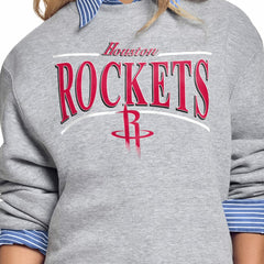 Houston Rockets Starter Women's Arch Stripe Fleece Crewneck Sweatshirt Gray - NBA