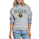 Denver Nuggets Starter Women's Arch Stripe Fleece Crewneck Sweatshirt Gray - NBA