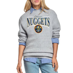 Denver Nuggets Starter Women's Arch Stripe Fleece Crewneck Sweatshirt Gray - NBA