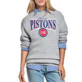 Detroit Pistons Starter Women's Arch Stripe Fleece Crewneck Sweatshirt Gray - NBA