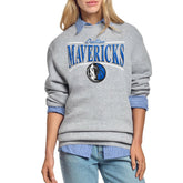 Dallas Mavericks Starter Women's Arch Stripe Fleece Crewneck Sweatshirt Gray - NBA