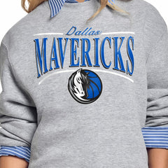Dallas Mavericks Starter Women's Arch Stripe Fleece Crewneck Sweatshirt Gray - NBA