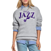 Utah Jazz Starter Women's Arch Stripe Fleece Crewneck Sweatshirt Gray - NBA