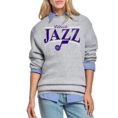 Utah Jazz Starter Women's Arch Stripe Fleece Crewneck Sweatshirt Gray - NBA