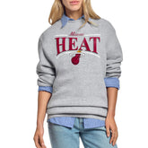 Miami Heat Starter Women's Arch Stripe Fleece Crewneck Sweatshirt Gray - NBA
