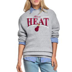 Miami Heat Starter Women's Arch Stripe Fleece Crewneck Sweatshirt Gray - NBA