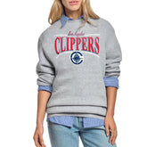 LA Clippers Starter Women's Arch Stripe Fleece Crewneck Sweatshirt Gray - NBA