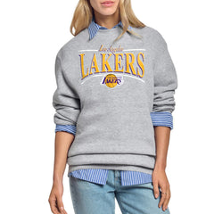 Los Angeles Lakers Starter Women's Arch Stripe Fleece Crewneck Sweatshirt Gray - NBA