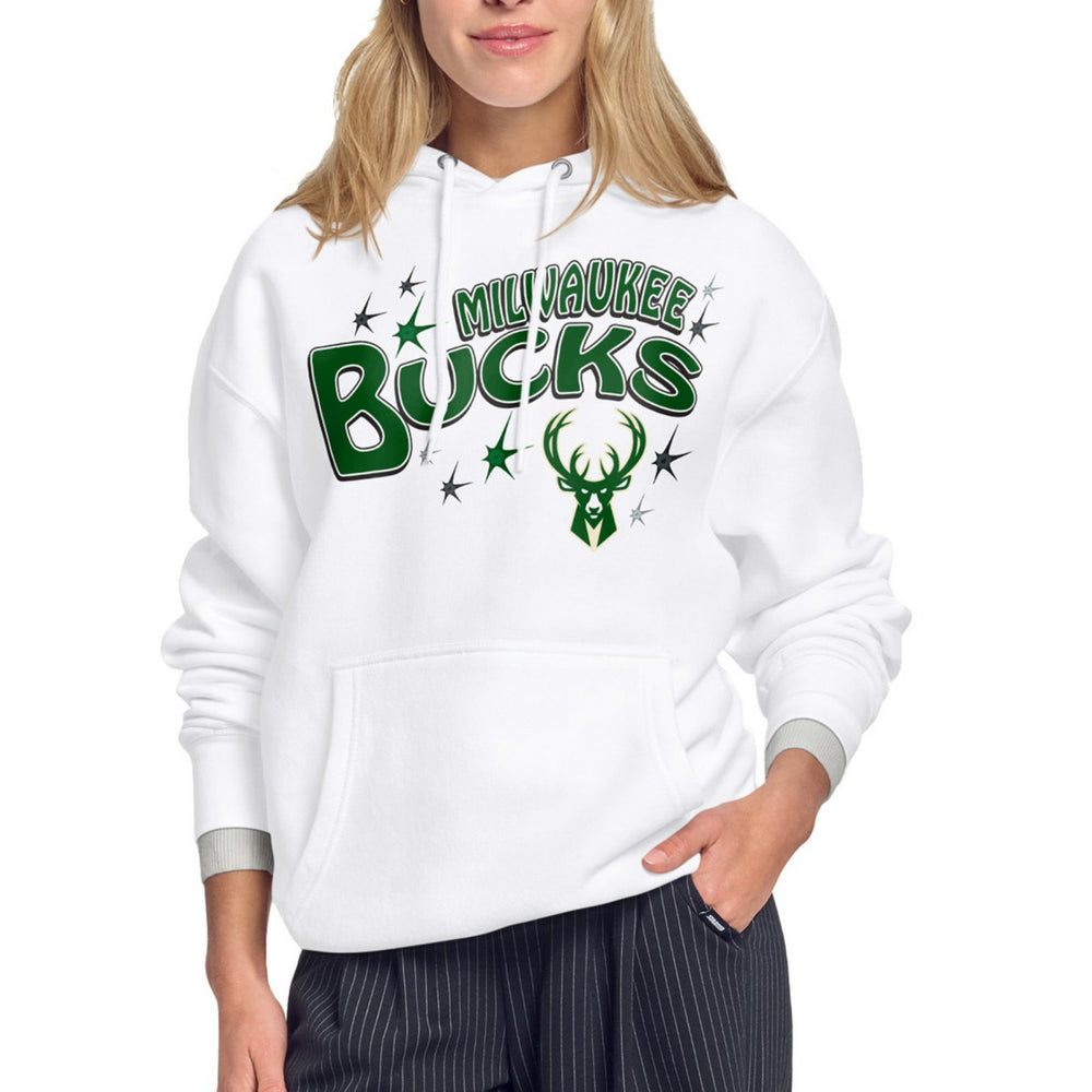 Milwaukee Bucks Starter Women's Fireworks Fleece Hoodie White - NBA