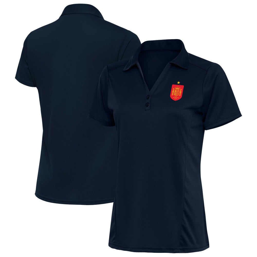 Spain National Team Antigua Women's Statement Y-Neck Polo Navy - FIFA World CUP