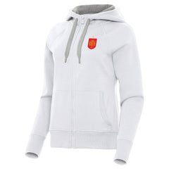 Spain National Team Antigua Women's Takeover Fleece Raglan Full-Zip Hoodie White - FIFA World CUP