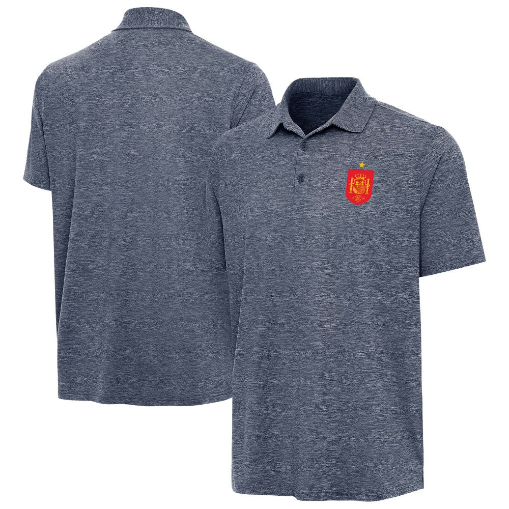 Spain National Team Antigua Triple Shot Polo Heather Navy - FIFA World CUP