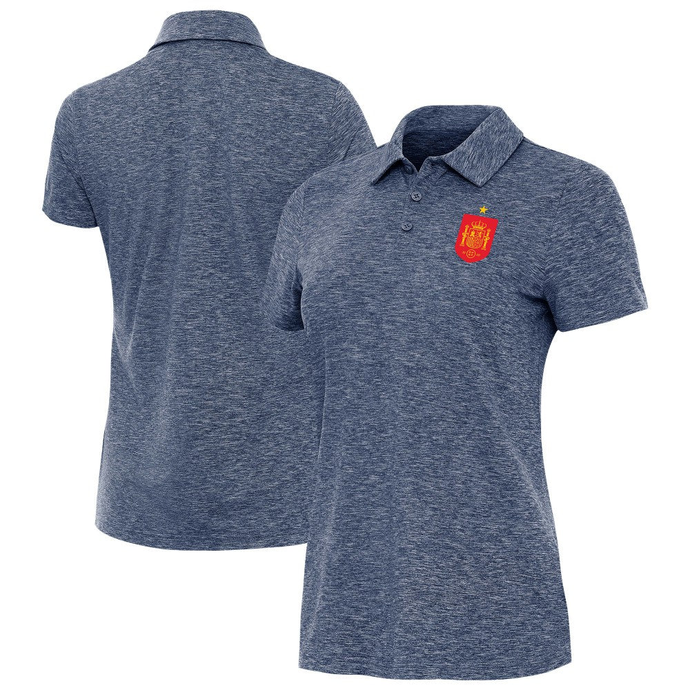 Spain National Team Antigua Women's Triple Shot Polo Heather Navy - FIFA World CUP