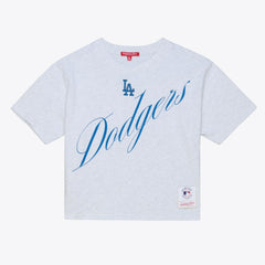 Los Angeles Dodgers Mitchell & Ness Women's Script Cropped Boxy T-Shirt - MLB
