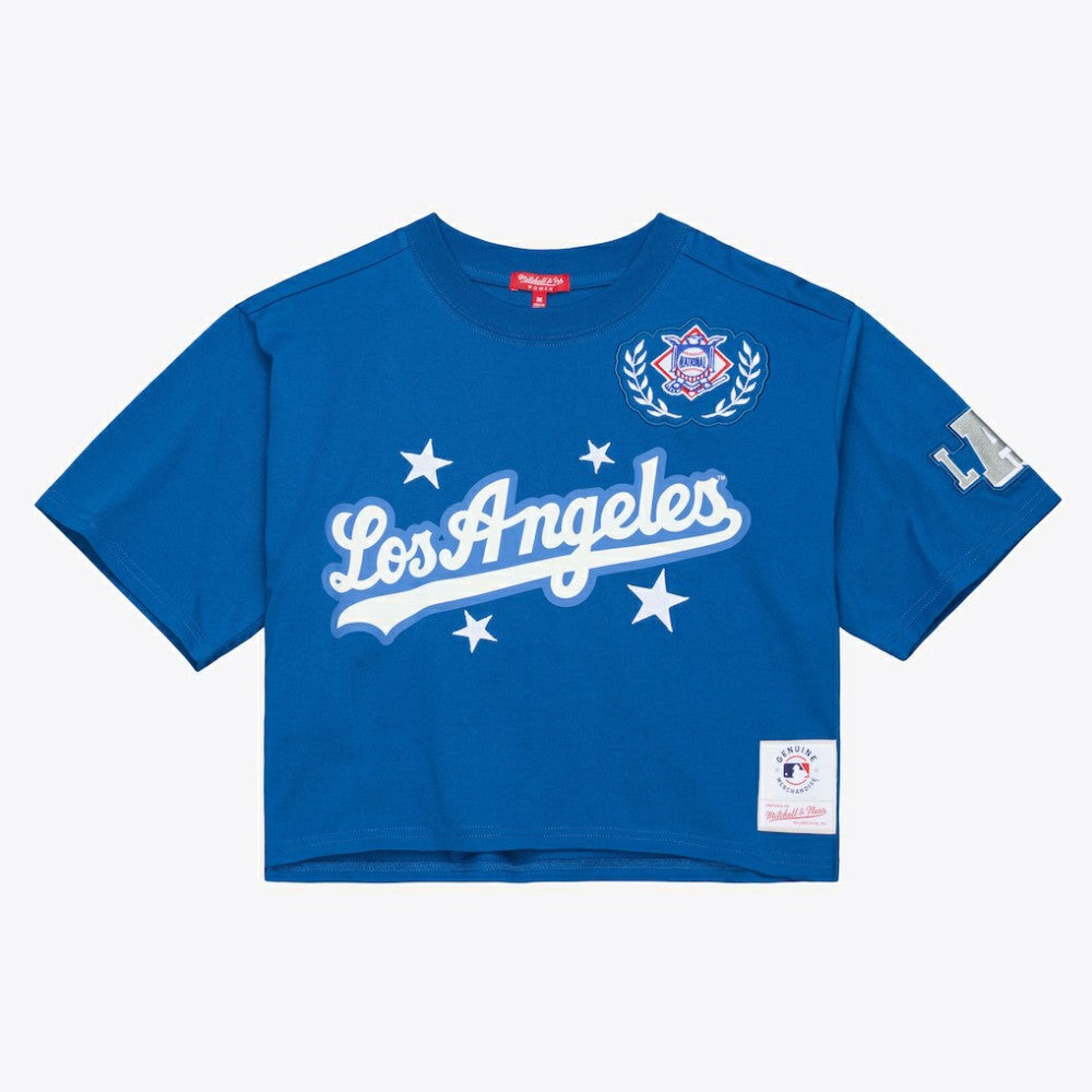 Los Angeles Dodgers Mitchell & Ness Women's Pep Rally Cropped Boxy T-Shirt - MLB