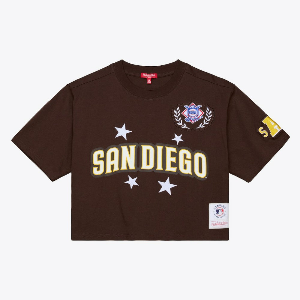 San Diego Padres Mitchell & Ness Women's Pep Rally Cropped Boxy T-Shirt - MLB
