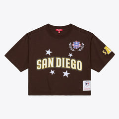 San Diego Padres Mitchell & Ness Women's Pep Rally Cropped Boxy T-Shirt - MLB