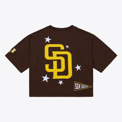 San Diego Padres Mitchell & Ness Women's Pep Rally Cropped Boxy T-Shirt - MLB