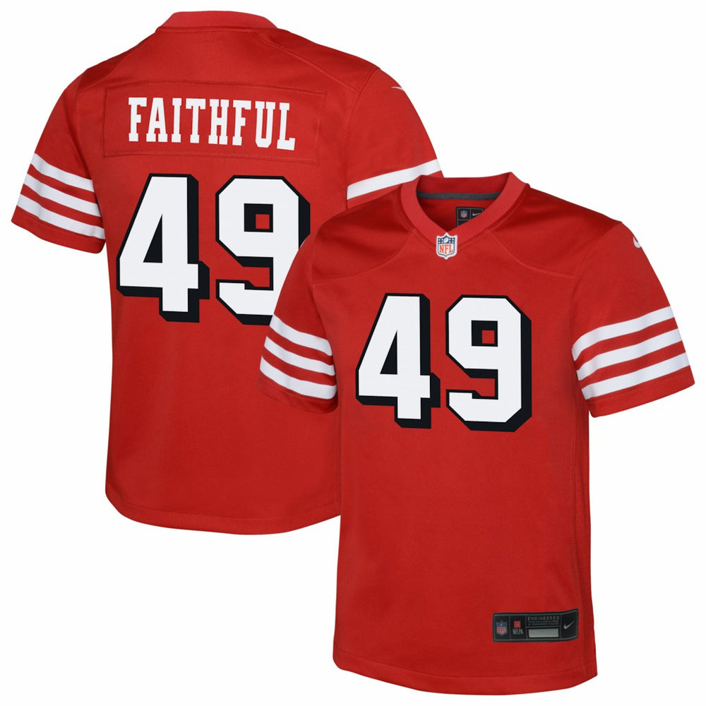 The Faithful San Francisco 49ers Youth Alternate 2 Game Jersey Scarlet | Nike for Sale