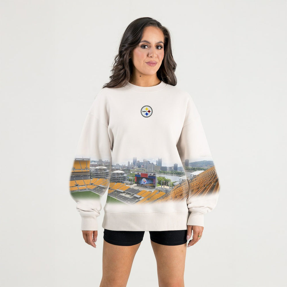 Pittsburgh Steelers Gameday Couture Women's Power Move Stadium Premium Drop Shoulder Sweatshirt Natural | NFL