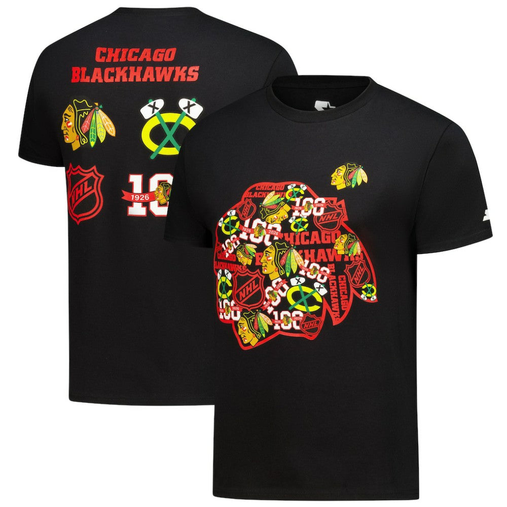 Chicago Blackhawks Starter Logo Collage T-Shirt - Black - NHL