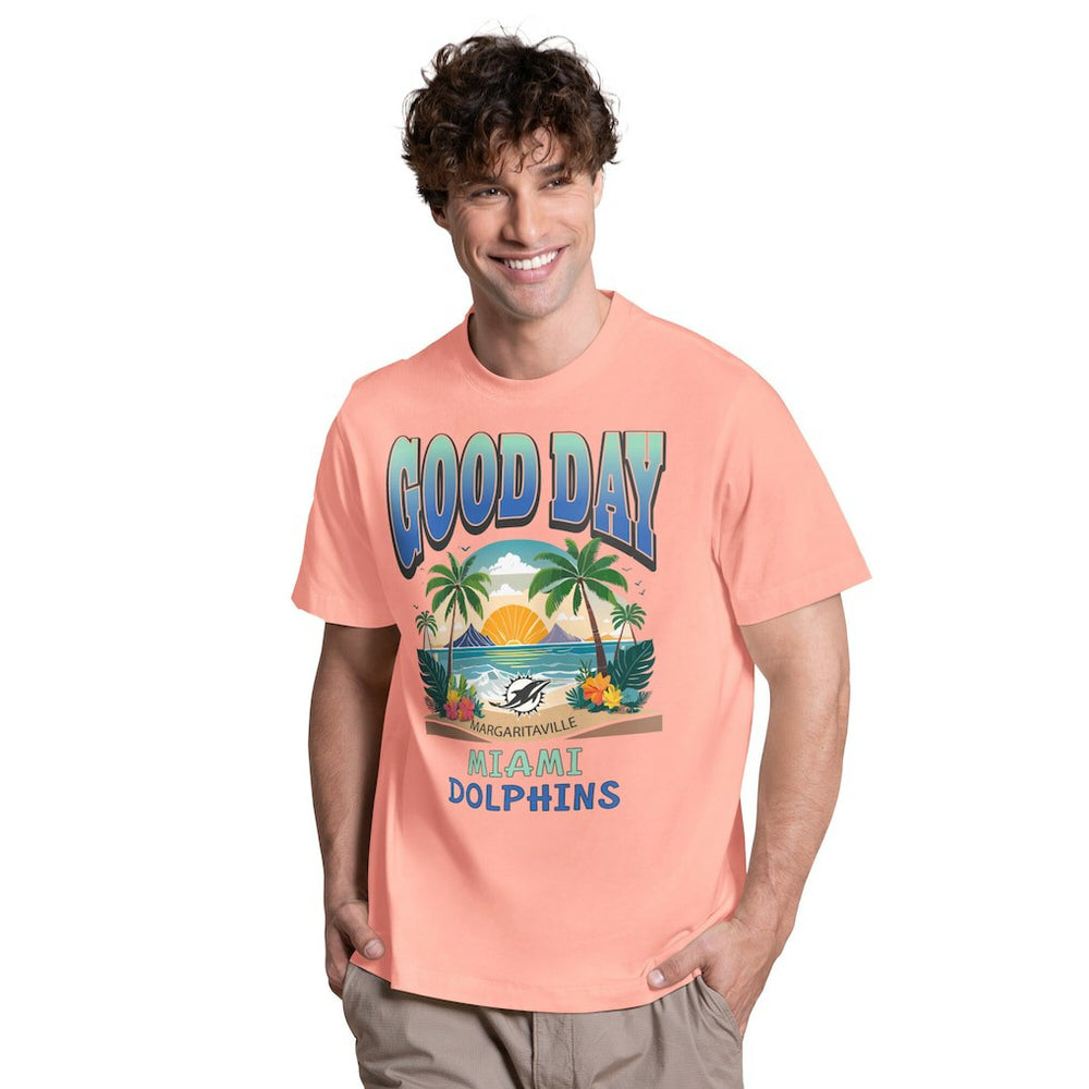 Miami Dolphins Margaritaville Good Day T-Shirt Coral | NFL