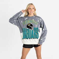 Jacksonville Jaguars Gameday Couture Women's Arch Rivals Faded Wash Sweatshirt Gray | NFL