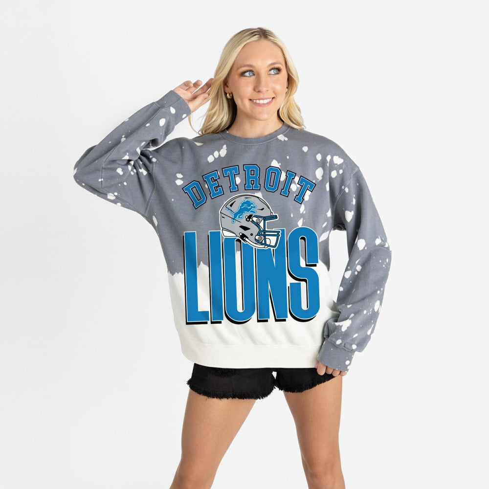 Detroit Lions Gameday Couture Women's Arch Rivals Faded Wash Sweatshirt Gray | NFL