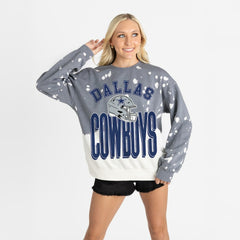 Dallas Cowboys Gameday Couture Women's Arch Rivals Faded Wash Sweatshirt Gray | NFL