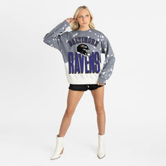 Baltimore Ravens Gameday Couture Women's Arch Rivals Faded Wash Sweatshirt Gray | NFL