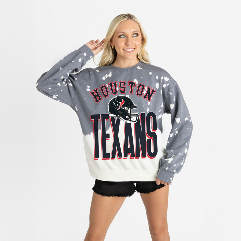 Houston Texans Gameday Couture Women's Arch Rivals Faded Wash Sweatshirt Gray | NFL