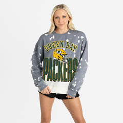 Green Bay Packers Gameday Couture Women's Arch Rivals Faded Wash Sweatshirt Gray | NFL