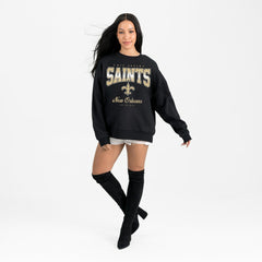 New Orleans Saints Gameday Couture Women's Powerhouse Play Premium Fleece Sweatshirt Black | NFL