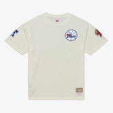 Philadelphia 76ers Hardwood Classics Chainstitch Premium T-Shirt Cream - NBA