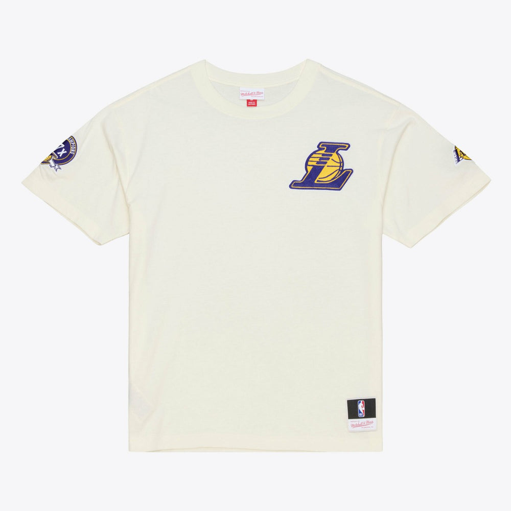 Los Angeles Lakers Hardwood Classics Chainstitch Premium T-Shirt Cream - NBA