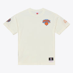 New York Knicks Hardwood Classics Chainstitch Premium T-Shirt Cream - NBA