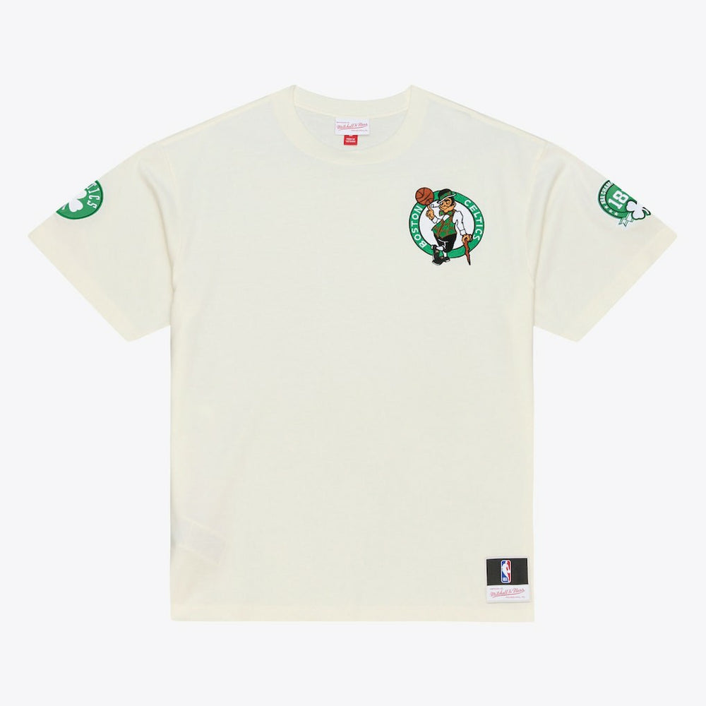 Boston Celtics Hardwood Classics Chainstitch Premium T-Shirt Cream - NBA