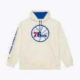 Philadelphia 76ers Hardwood Classics Chainstitch Premium Fleece Hoodie Cream - NBA