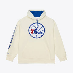 Philadelphia 76ers Hardwood Classics Chainstitch Premium Fleece Hoodie Cream - NBA