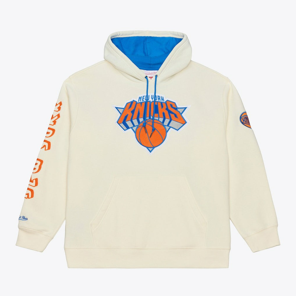 New York Knicks Hardwood Classics Chainstitch Premium Fleece Hoodie Cream - NBA