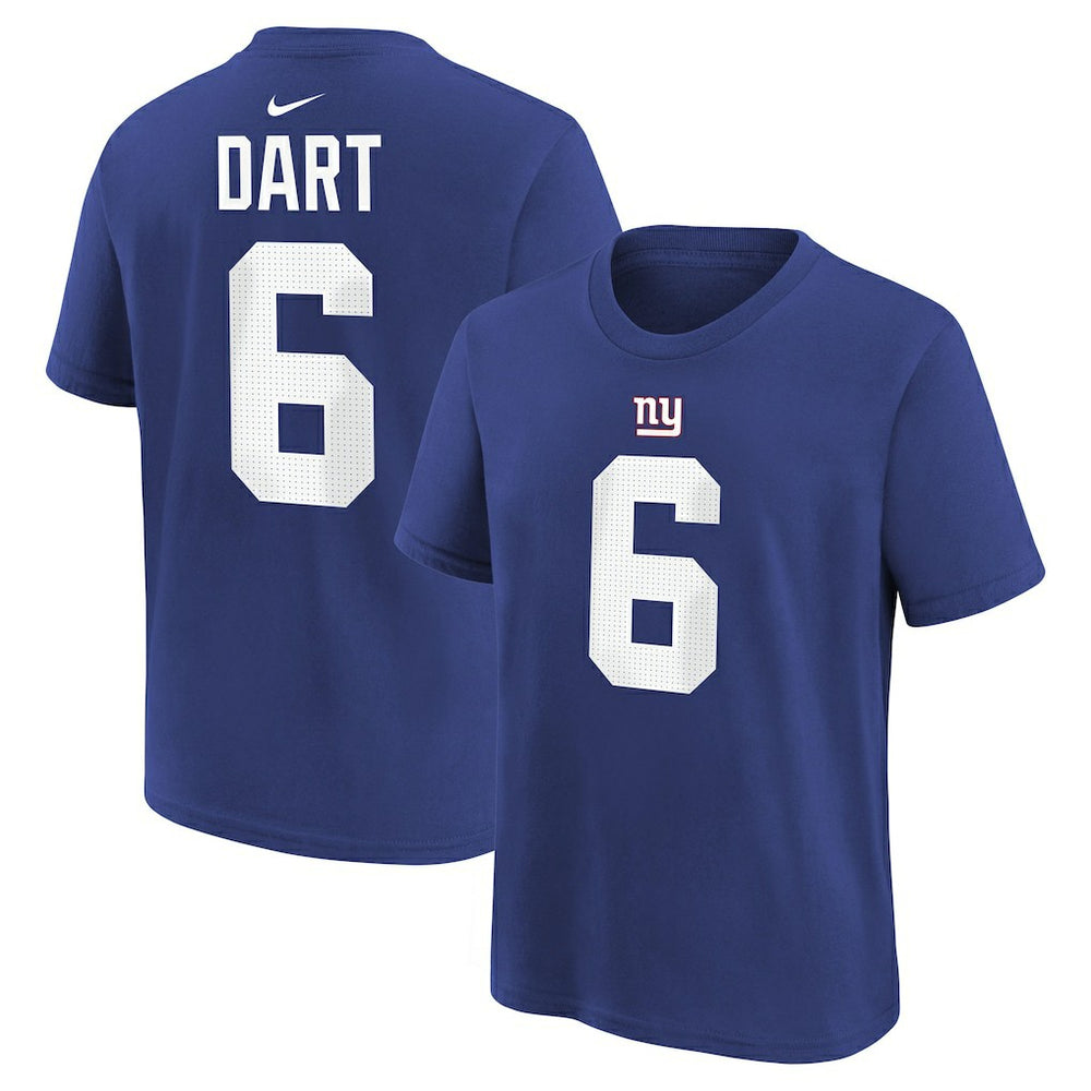 Jaxson Dart New York Giants Youth Name & Number T-Shirt Royal | Nike for Sale