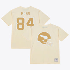 Randy Moss Minnesota Vikings Sandman Name & Number T-Shirt Cream | Mitchell & Ness