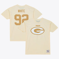Reggie White Green Bay Packers Sandman Name & Number T-Shirt Cream | Mitchell & Ness