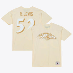 Ray Lewis Baltimore Ravens Sandman Name & Number T-Shirt Cream | Mitchell & Ness
