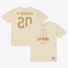 Barry Sanders Detroit Lions Sandman Name & Number T-Shirt Cream | Mitchell & Ness