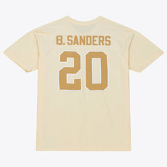 Barry Sanders Detroit Lions Sandman Name & Number T-Shirt Cream | Mitchell & Ness