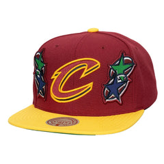 Cleveland Cavaliers x Billie Eilish Hardwood Classics Patch Snapback Hat Wine/Gold - NBA