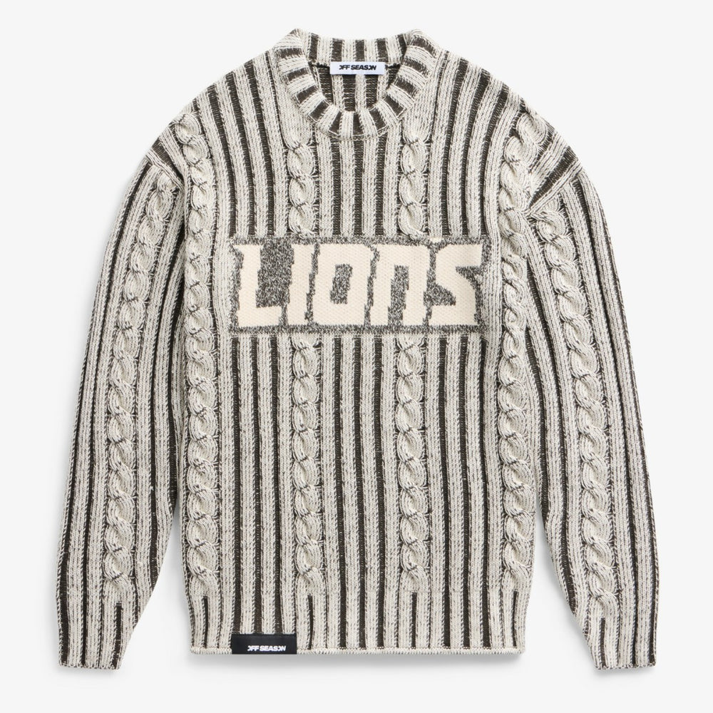 Detroit Lions Off Season x NFL Unisex Cable Knit Sweater Cream/Gray | NFL