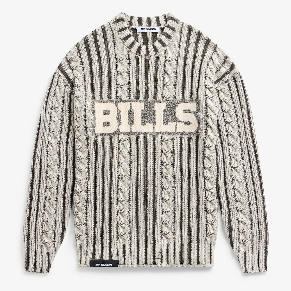 Buffalo Bills Off Season x NFL Unisex Cable Knit Sweater Cream/Gray | NFL
