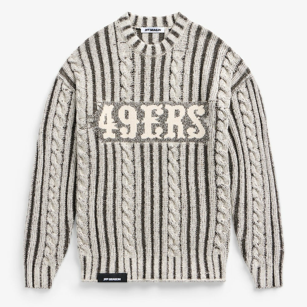 San Francisco 49ers Off Season x NFL Unisex Cable Knit Sweater Cream/Gray | NFL
